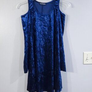 ✨ 5/$25 ✨ French Atmosphere ♡ Blue Velvet Cold Shoulder, Long Sleeve, Mini Dress